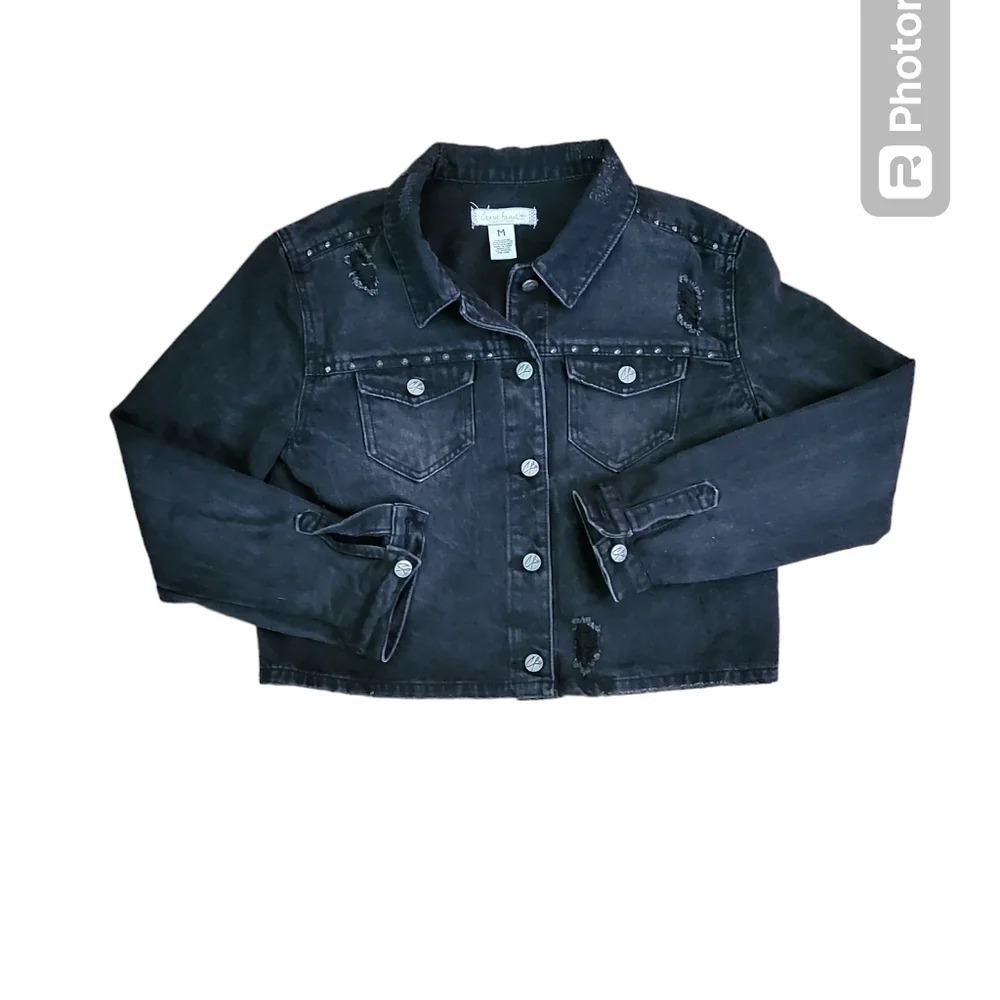 Cravefame black Jean jacket with stud detailing